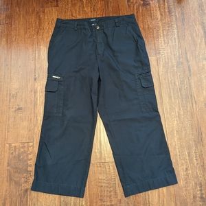 CHAPS Cotton Cropped Ankle Cargo Navy Blue Pants Women's 12